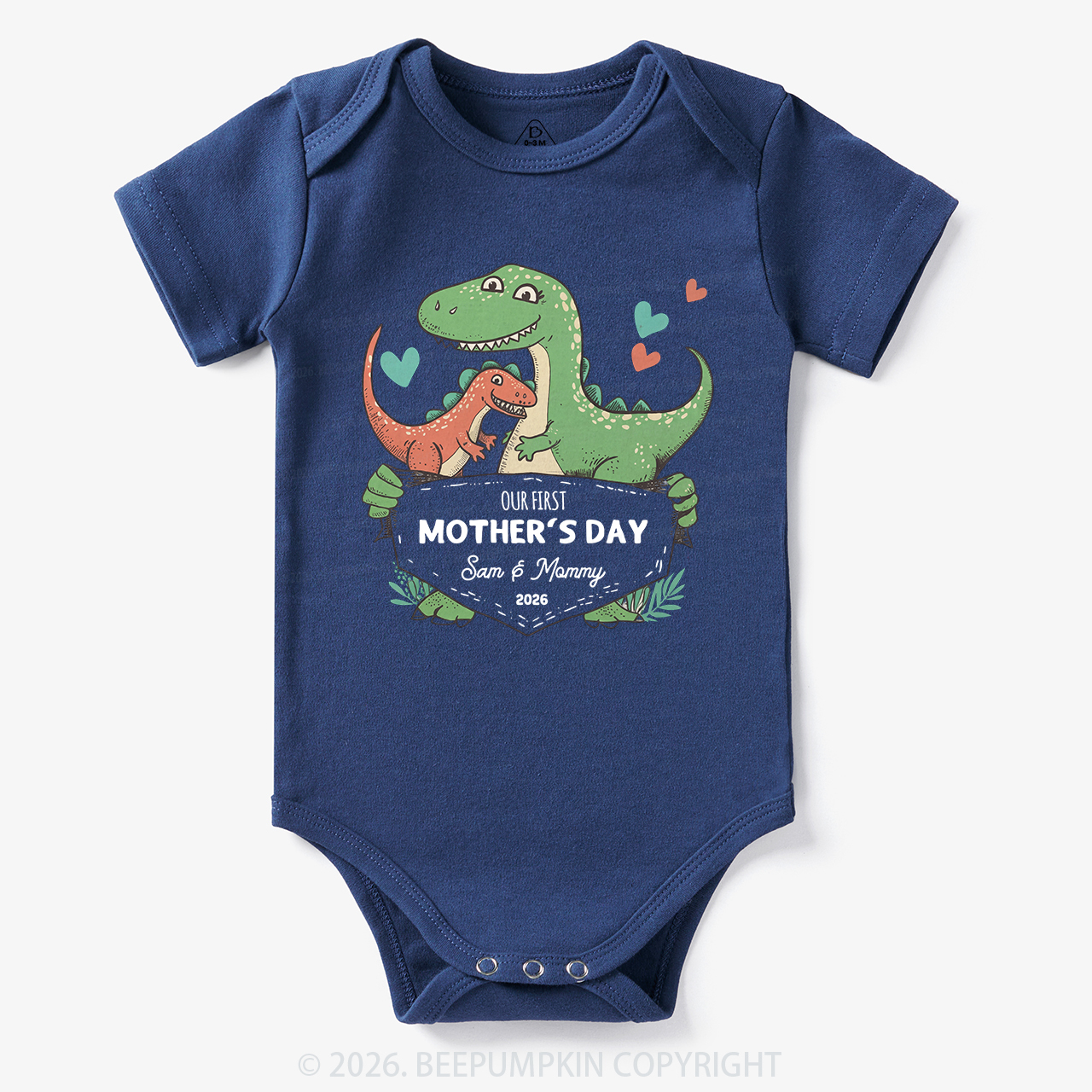 Personalized Our First Mother's Day Cute Dinosaur Bodysuit