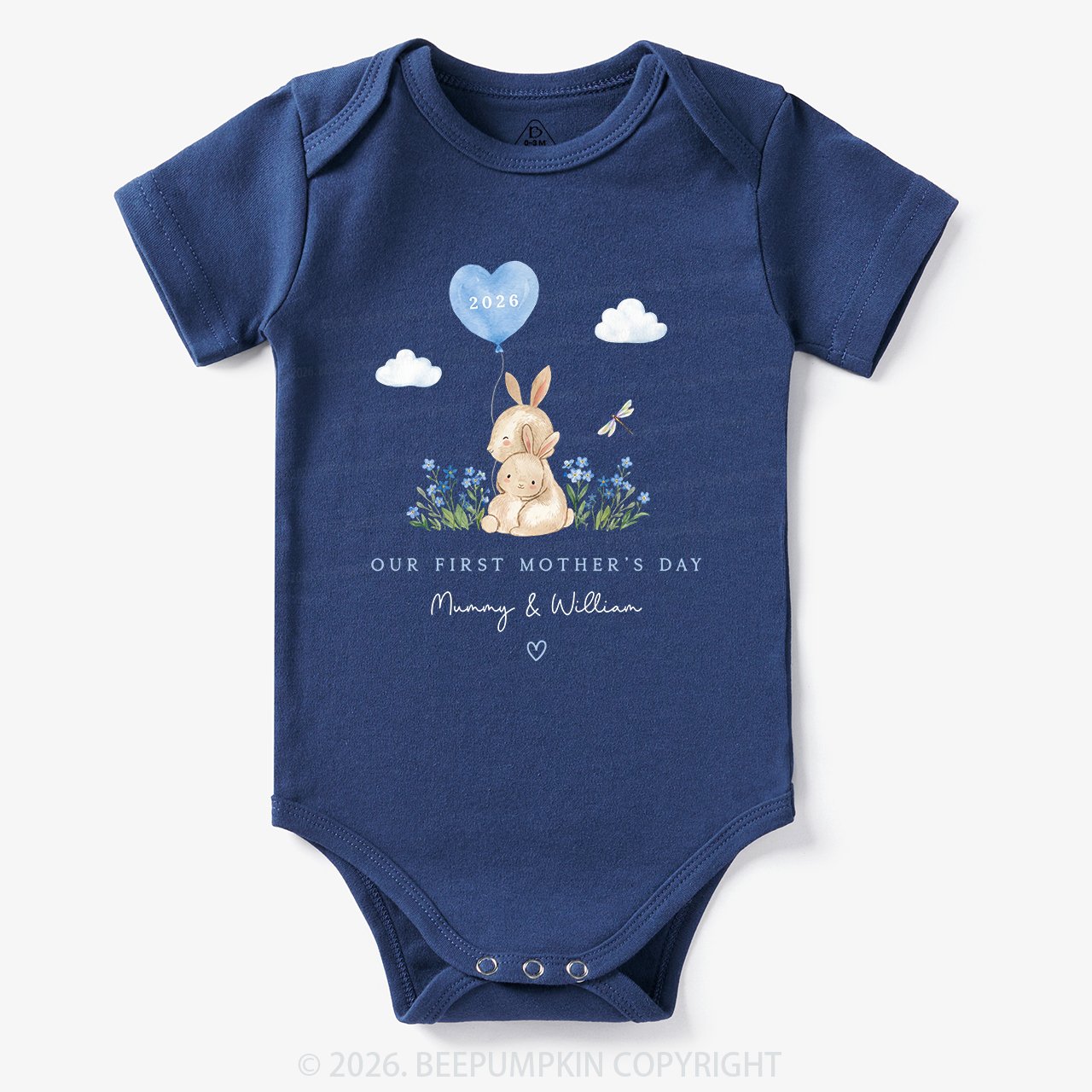 Personalized Our First Mother's Day Rabbit Together Bodysuit