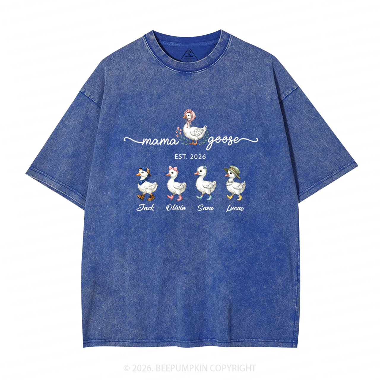 Personalized Mama Kids Names Washed T-Shirts