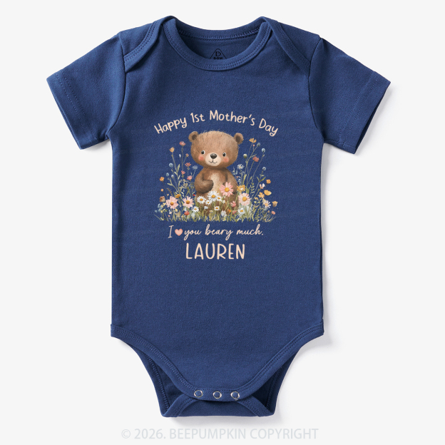 Personalized Happy 1st Mother's Day Floral Bear Bodysuit