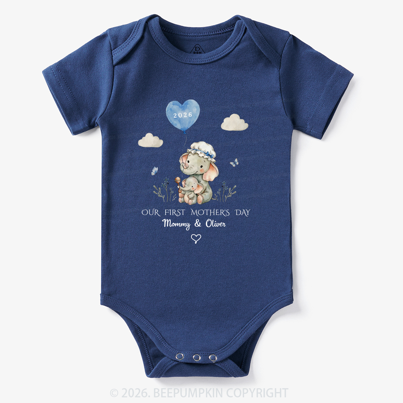 Personalized First Mother's Day Elephant Bodysuit