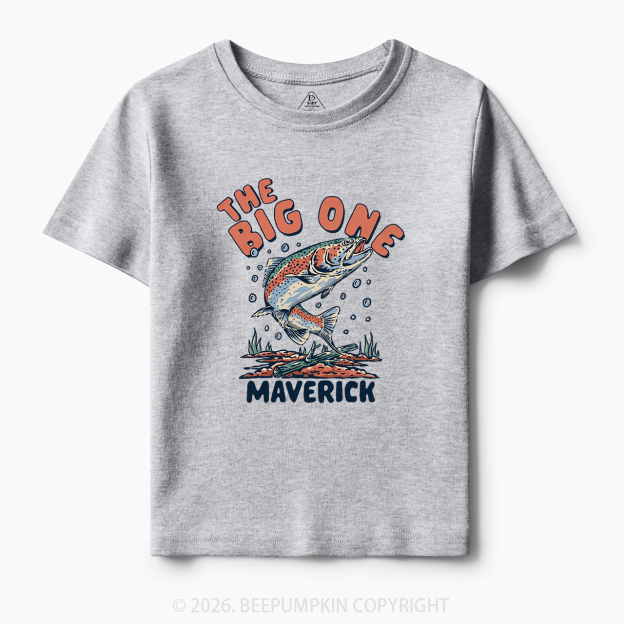Personalized Retro The Big One Fishing Trout 1st Birthday Toddler&Kid's Tees