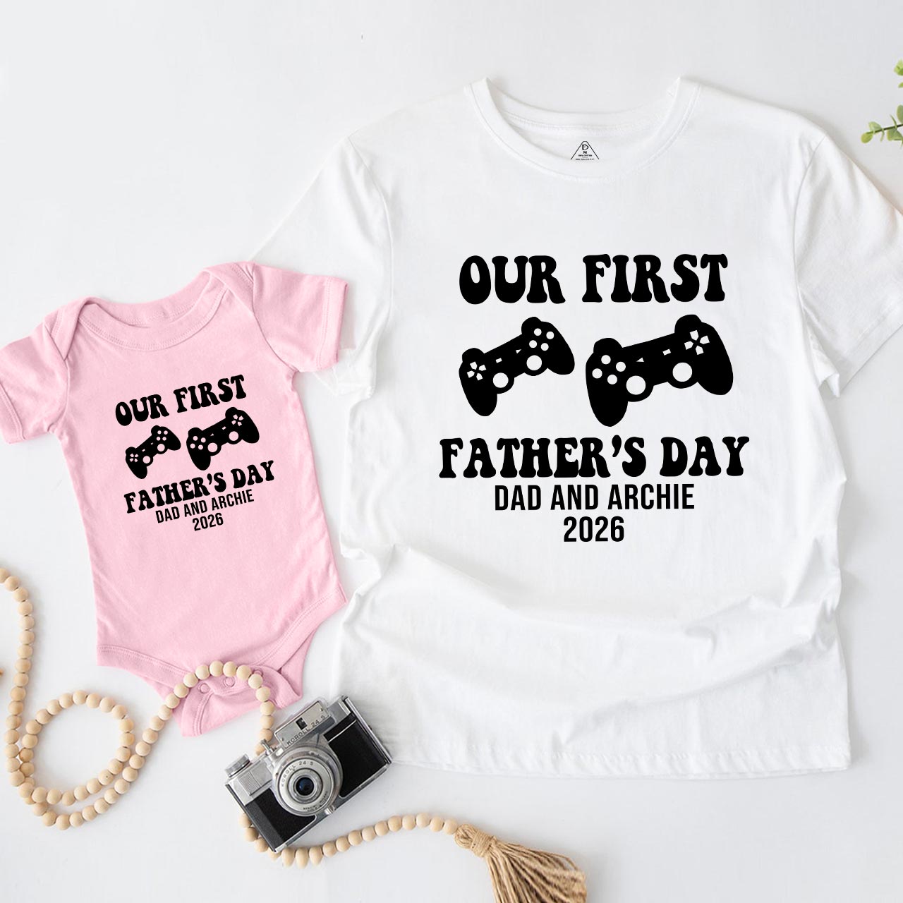Personalized Our First Father's Day Dad&Me Matching T-Shirts