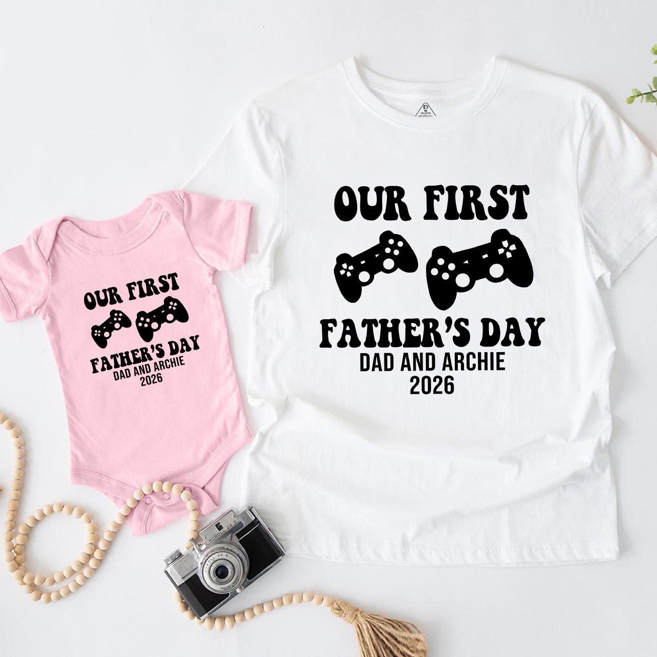 Personalized Our First Father's Day Dad&Me Matching T-Shirts