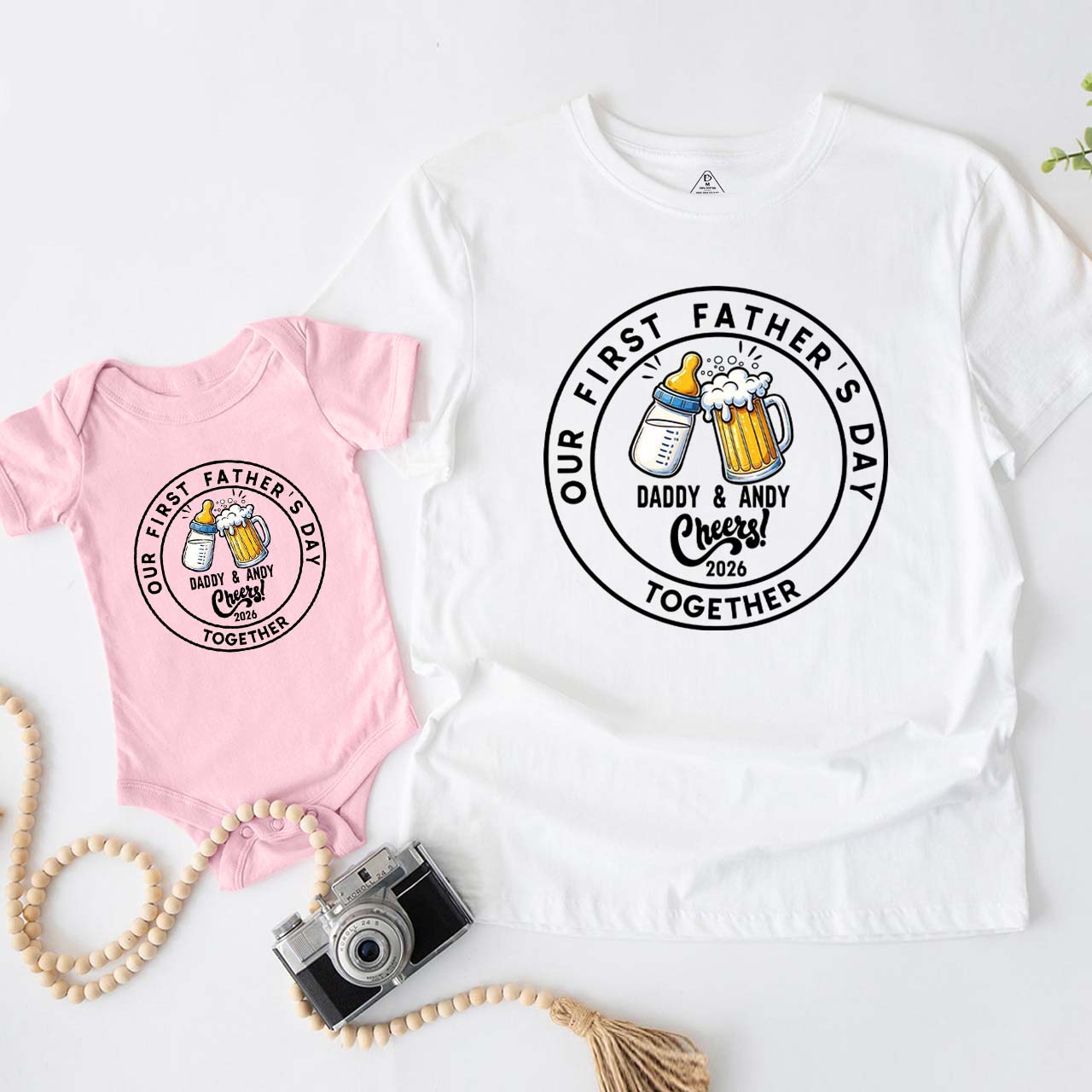 Personalized Our First Father's Day Dad&Me Matching Shirts