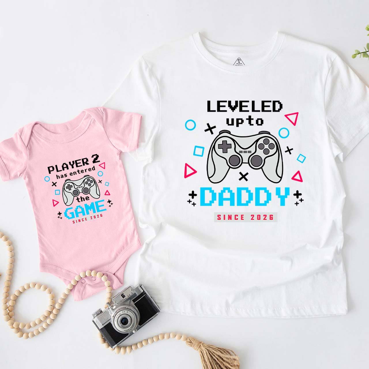 Personalized Leveled Up To Daddy Dad&Me Matching Shirts