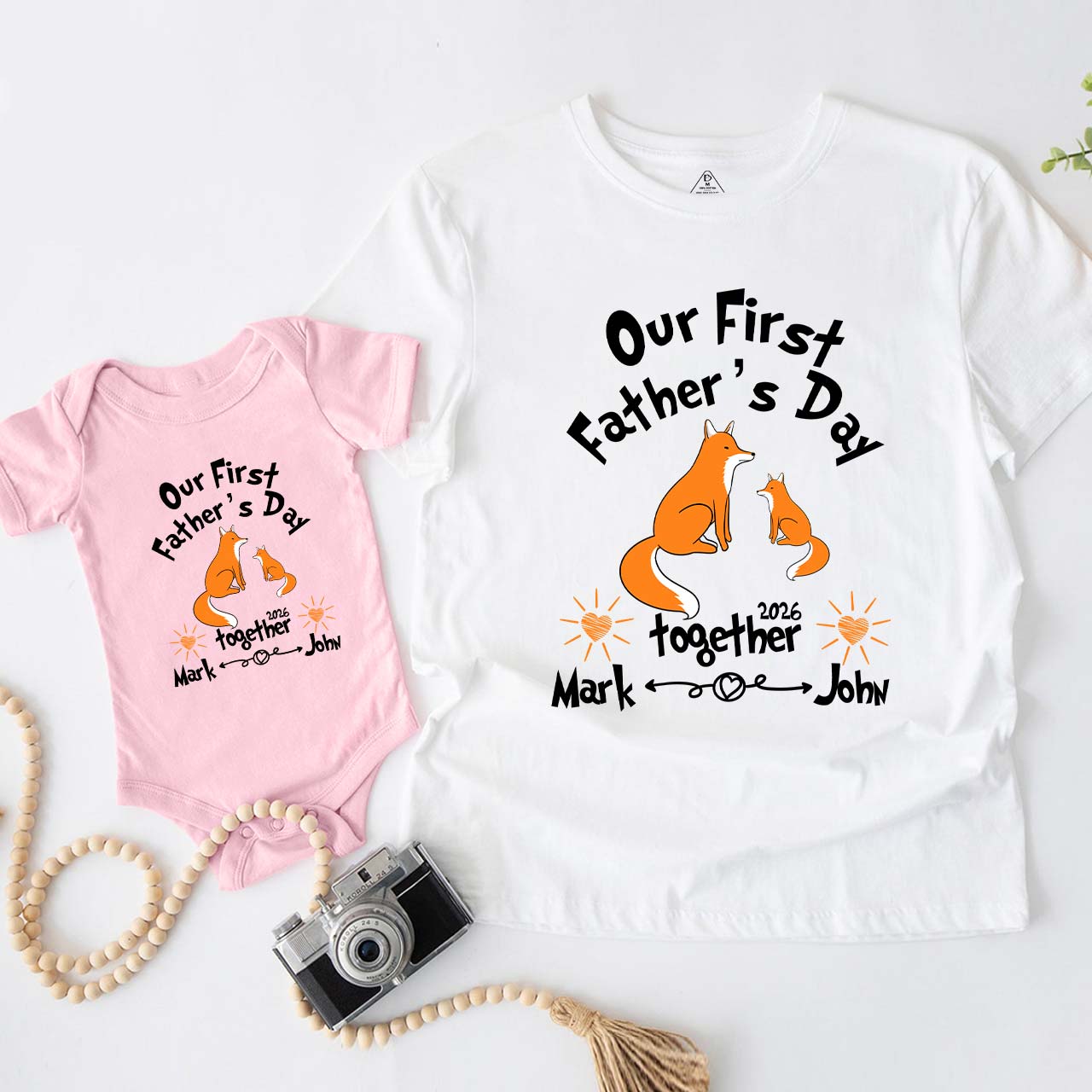 Personalized First Father's Day Fox Dad&Me Matching Shirts