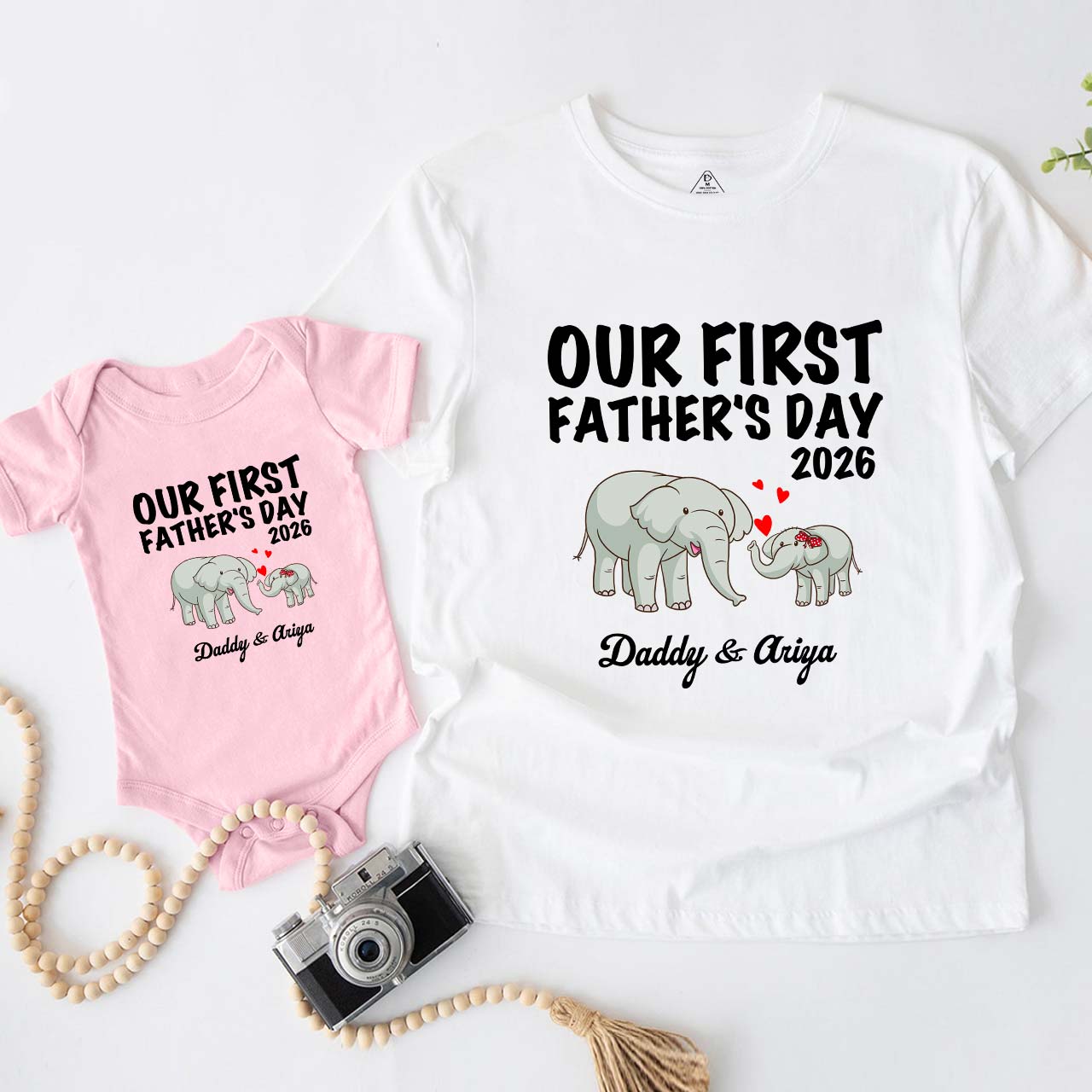 Personalized Elephant Love Launch Dad&Me Matching Shirts