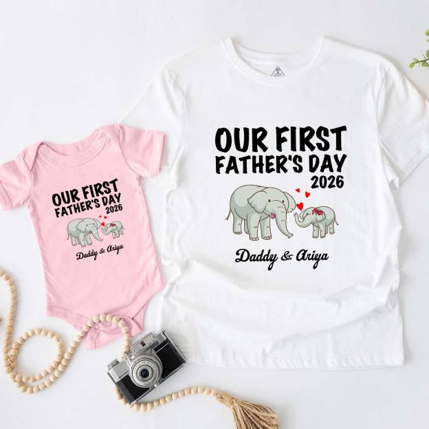 Personalized Elephant Love Launch Dad&Me Matching Shirts