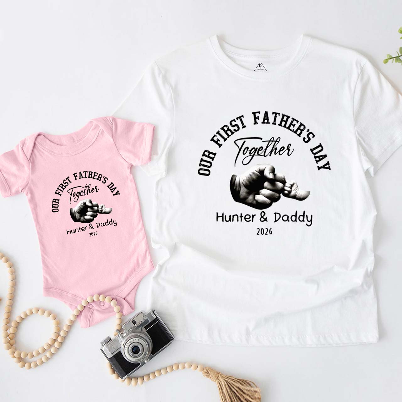 Our First Fathers Day Fist Bump Daddy And Me Matching Shirt