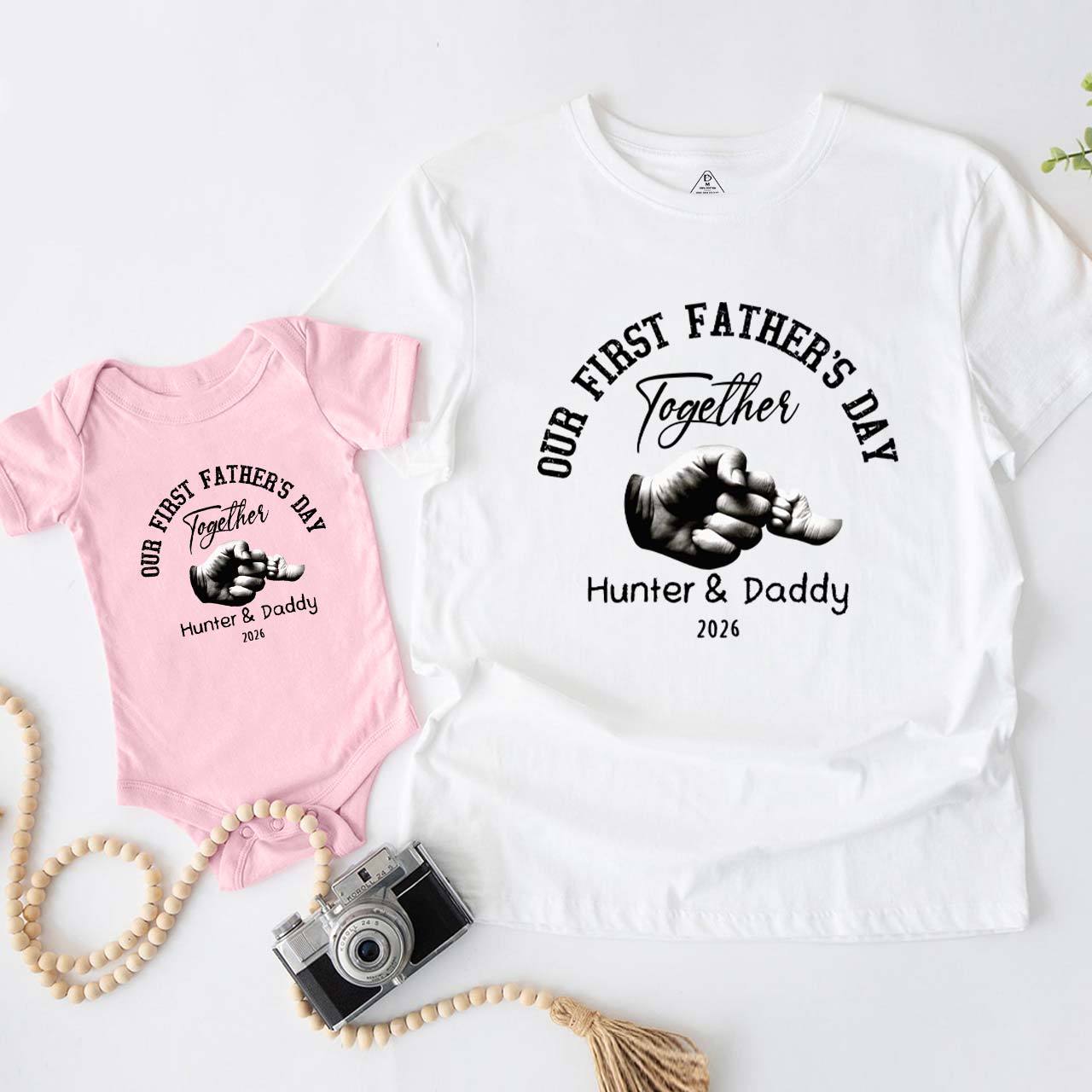 Our First Fathers Day Fist Bump Daddy And Me Matching Shirt