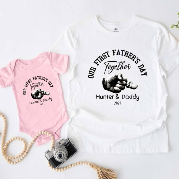 Our First Fathers Day Fist Bump Daddy And Me Matching Shirt