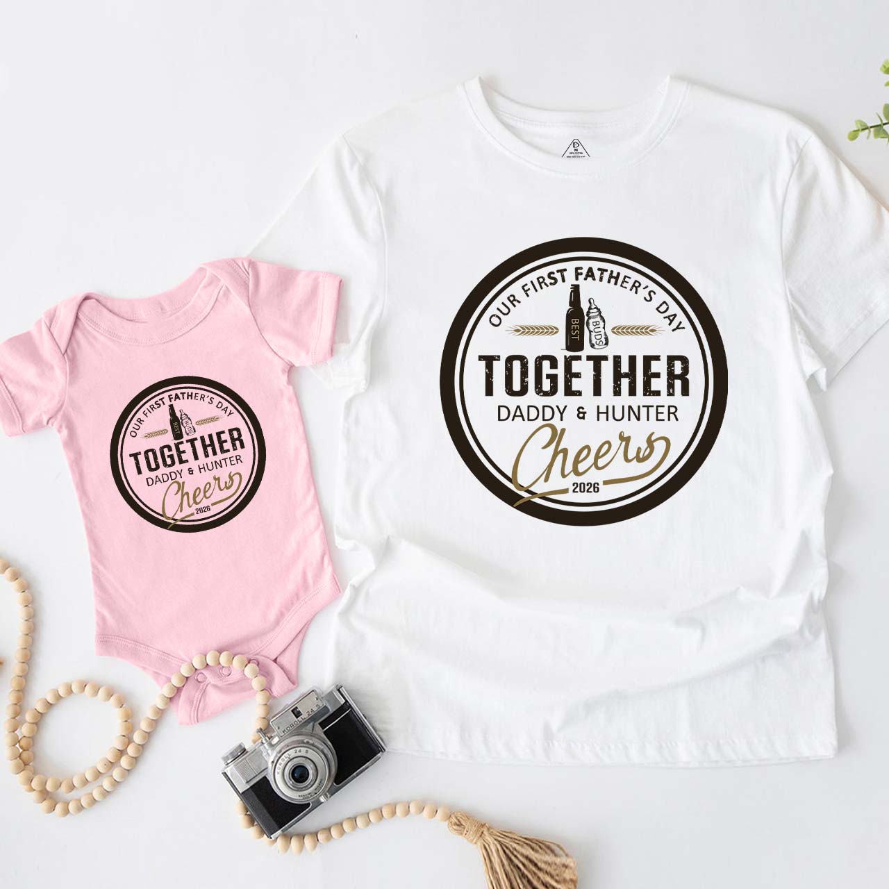 Matching First Dad and me Together Cheers Bodysuit & Shirts