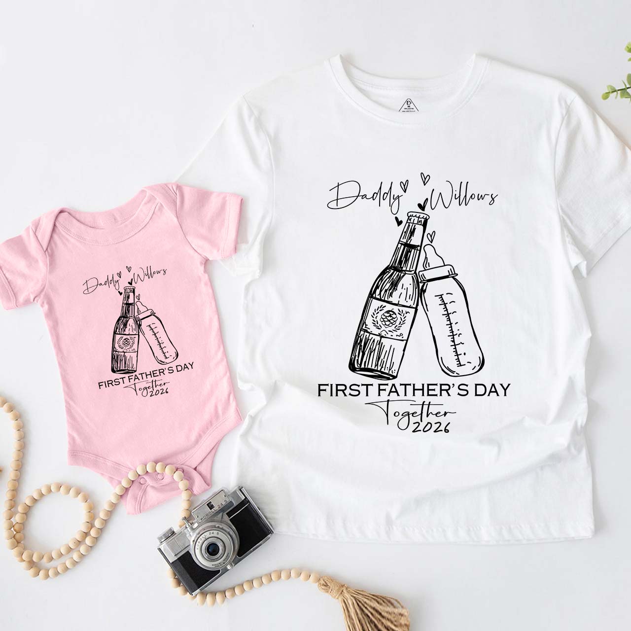 Matching First Dad and me Bodysuit & Shirts (Together)