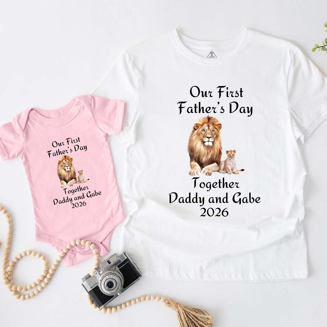 Custom Our First Father's Day Together Daddy And Me Matching Shirt