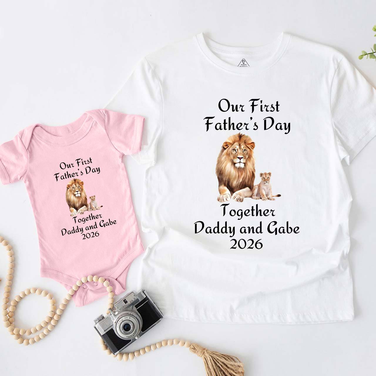 Custom Our First Father's Day Together Daddy And Me Matching Shirt