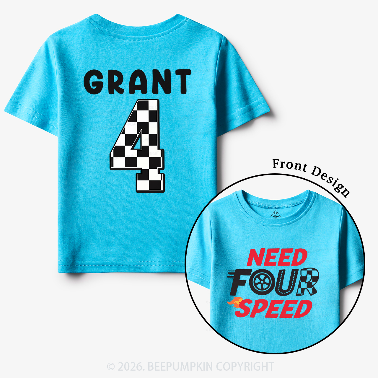Personalized Racecar Birthday Toddler&Kid's Tees