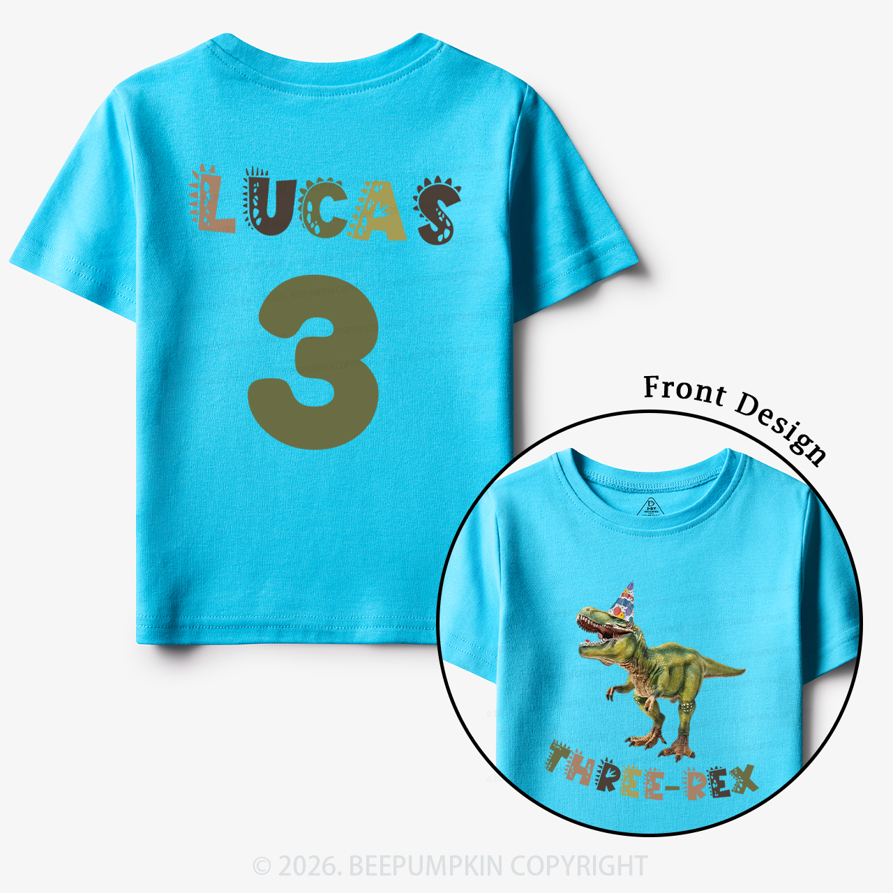 Personalized Dinosaur Birthday Party Toddler&Kid's Tees