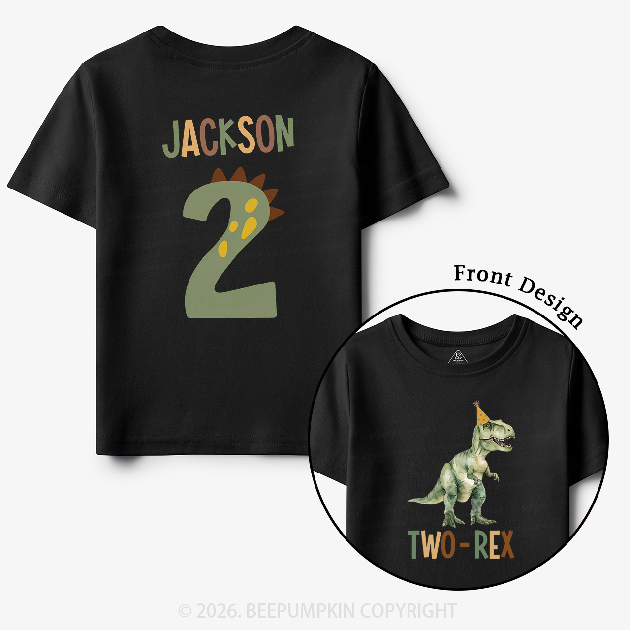 Personalized Dinosaur 2nd Birthday Toddler&Kid's Tees