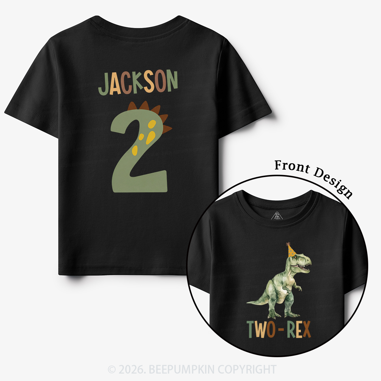 Personalized Dinosaur 2nd Birthday Toddler&Kid's Tees