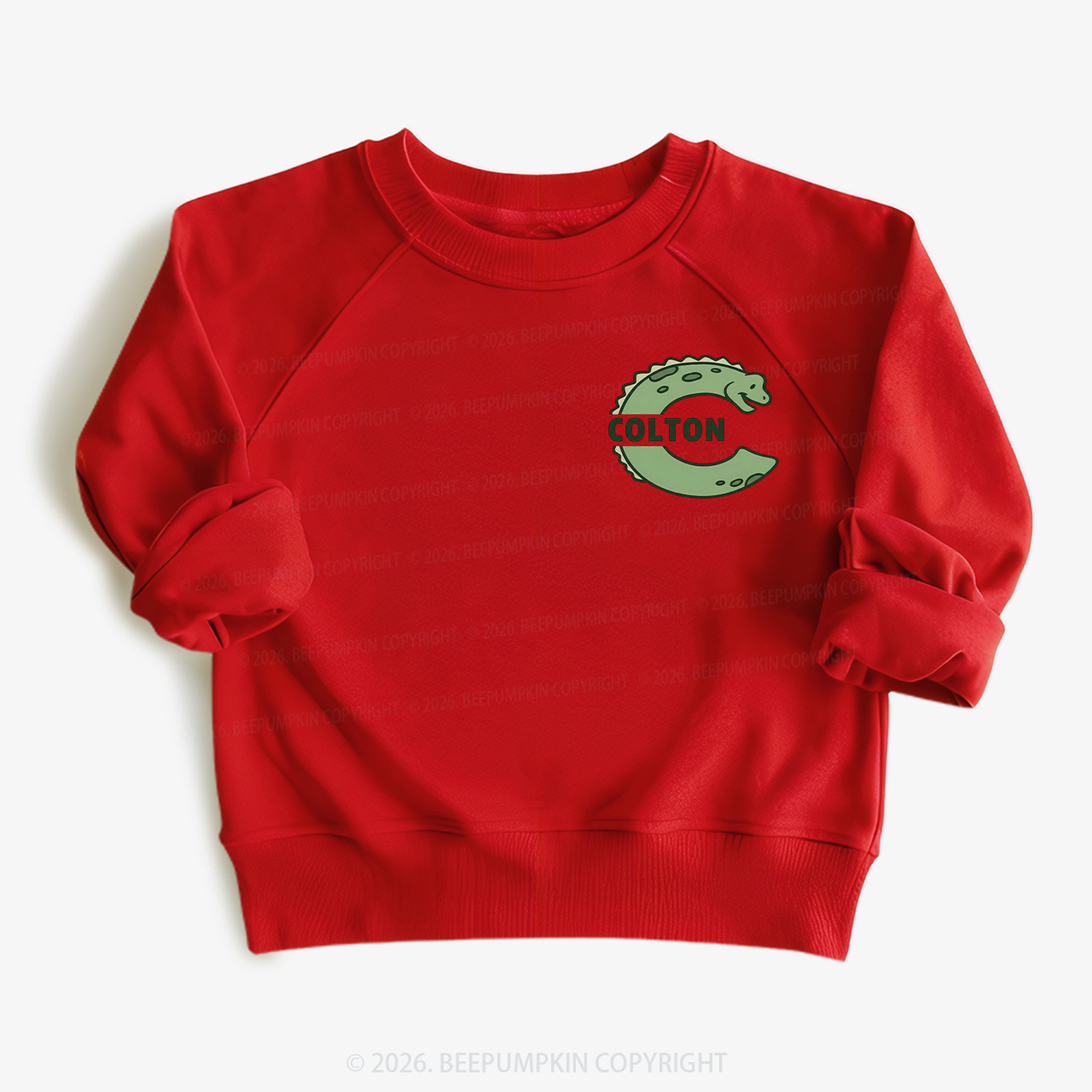 Personalized Cute Dinosaur Initial With Name Kid's Sweatshirt