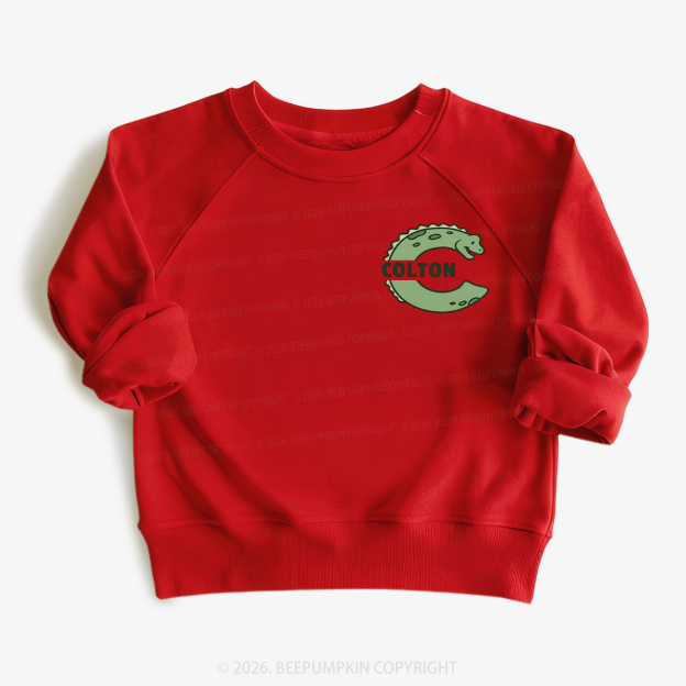 Personalized Cute Dinosaur Initial With Name Kid's Sweatshirt