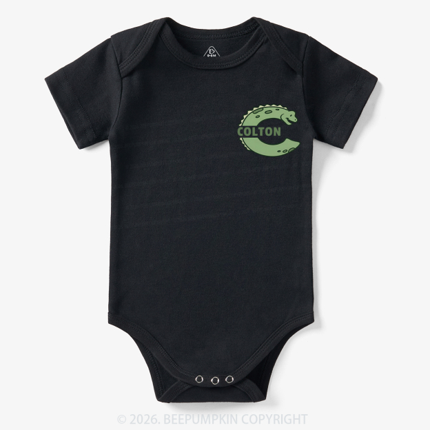 Personalized Cute Dinosaur Initial With Name Bodysuit