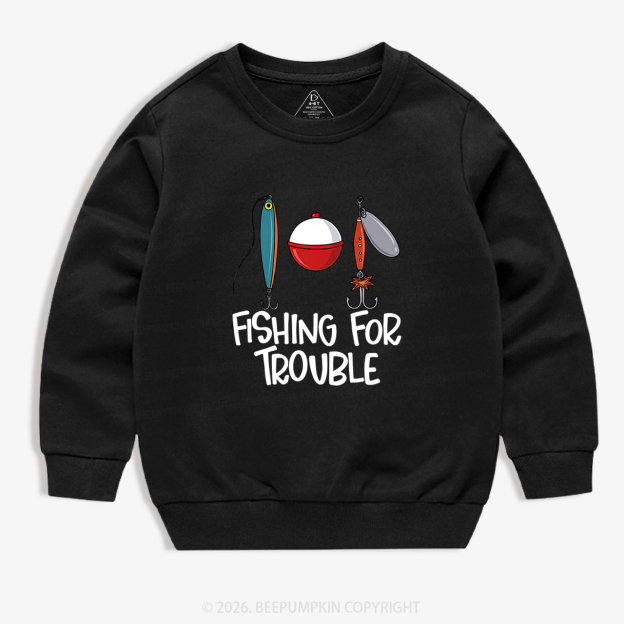 Fishing For Trouble Kid's Sweatshirt