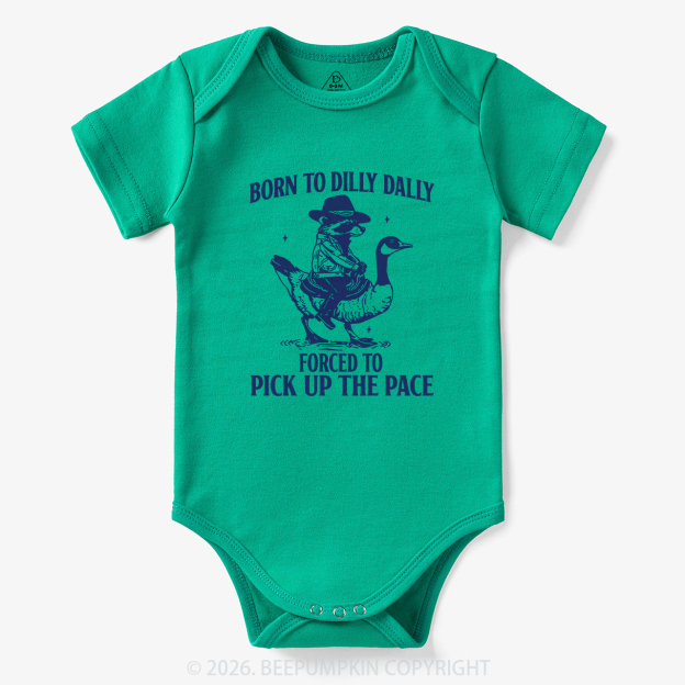 Born To Dilly Dally Retro Racoon Goose Bodysuit