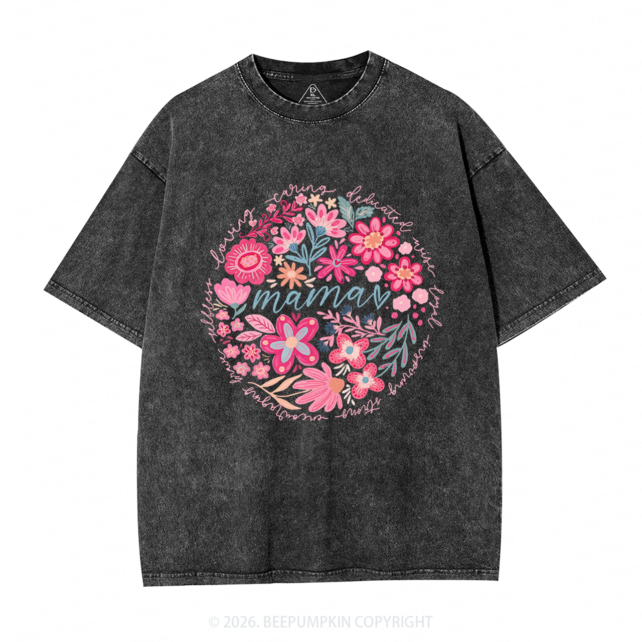Boho Floral Spring Adult Washed T-Shirts