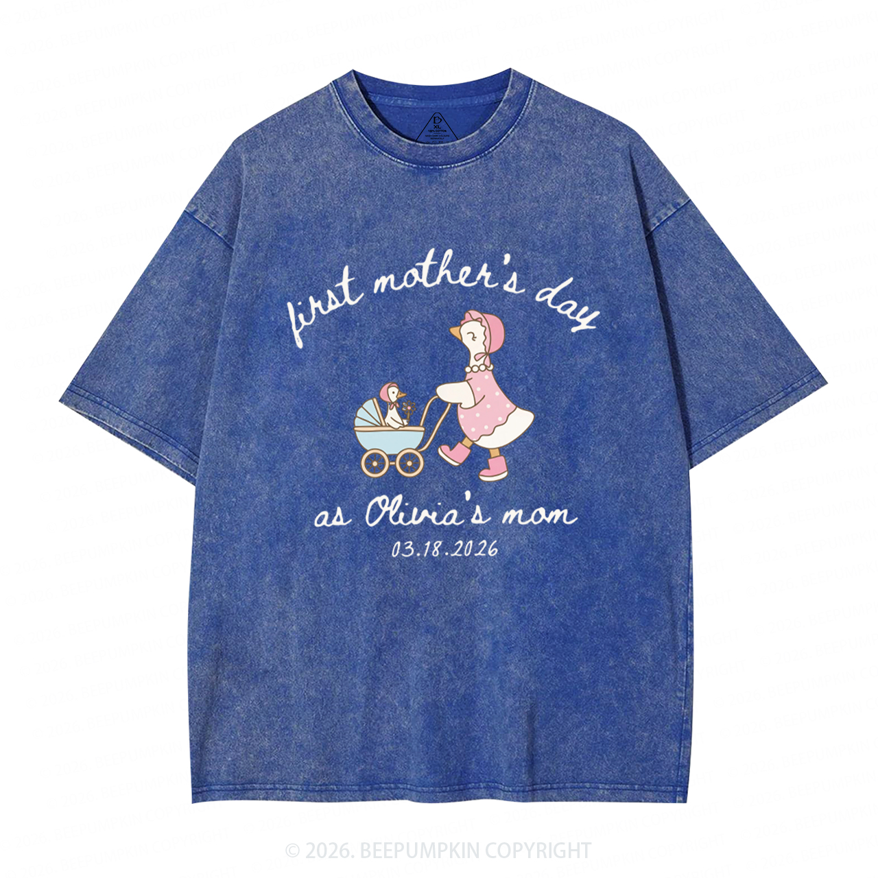 Personalized Goose Mama First Mother's Day Adult Washed T-Shirts