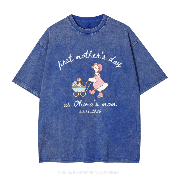 Personalized Goose Mama First Mother's Day Adult Washed T-Shirts