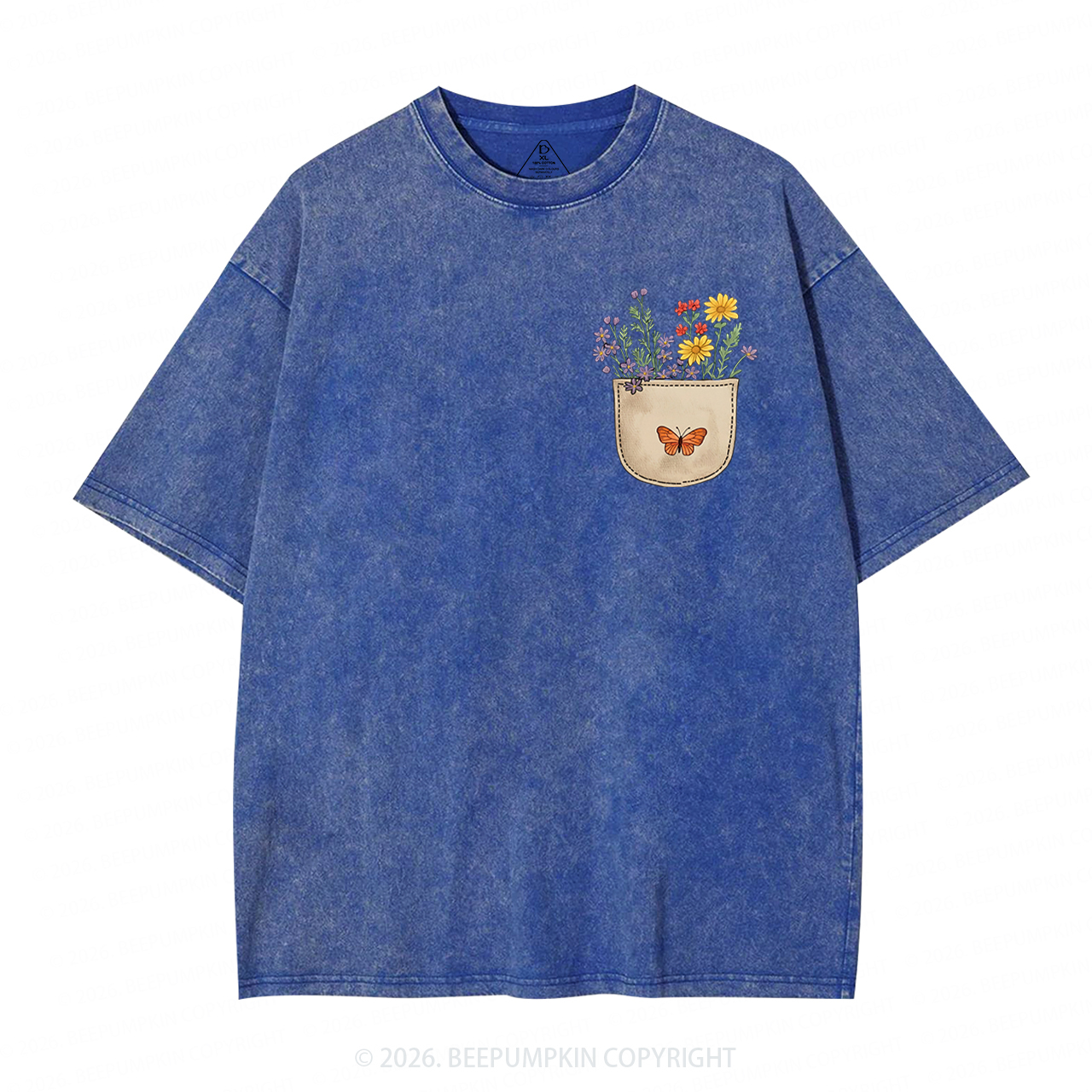 Wild Flowers Pocket Adult Washed T-Shirts