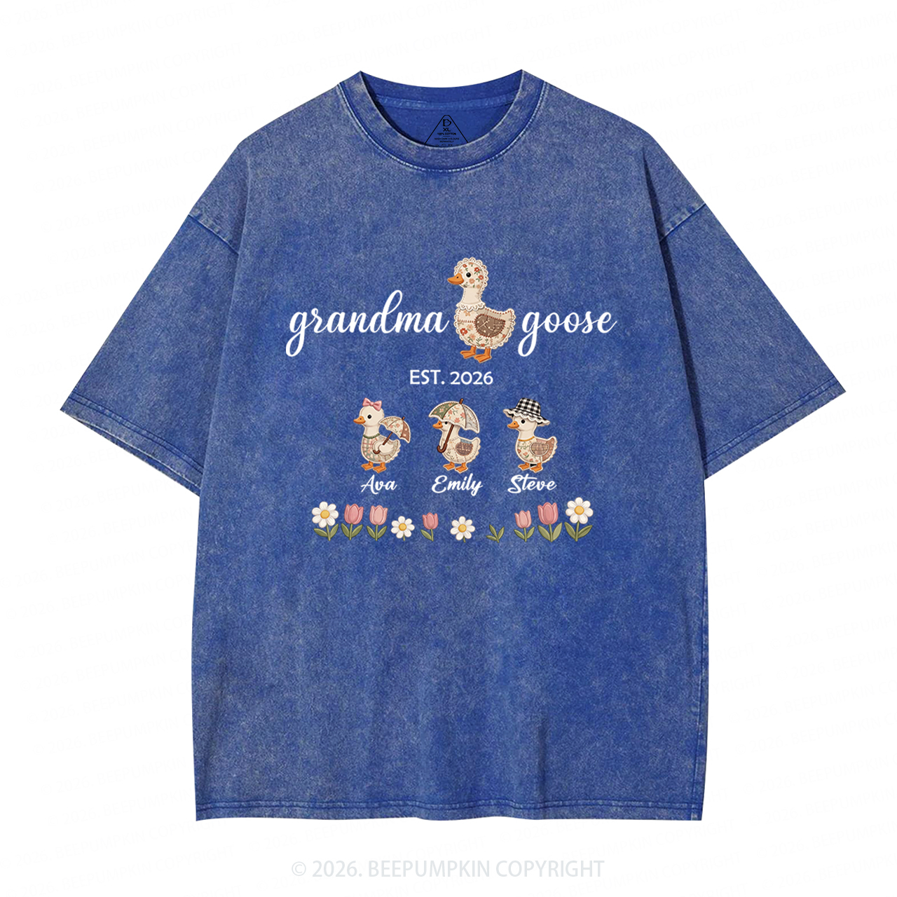 Personalized Goose Little Goslings Adult Washed T-Shirts
