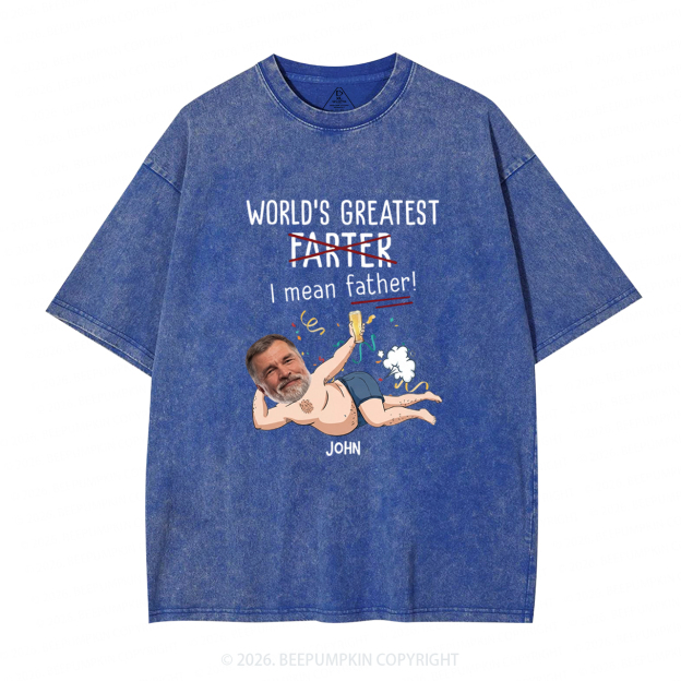 Personalized Photo Gift World's Greatest Farter Washed T-Shirts