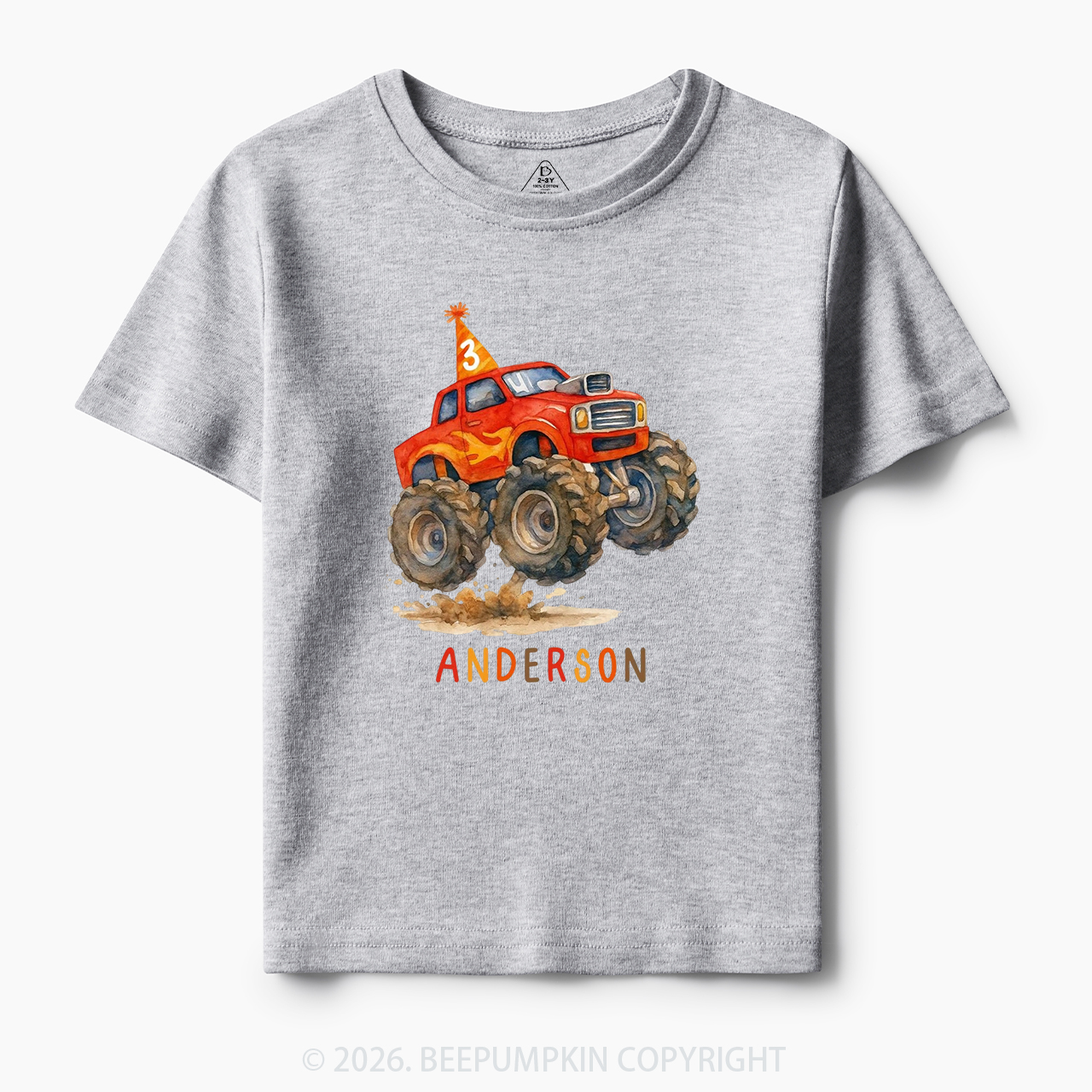 Personalized Monster Truck Birthday Toddler&Kid's Tees