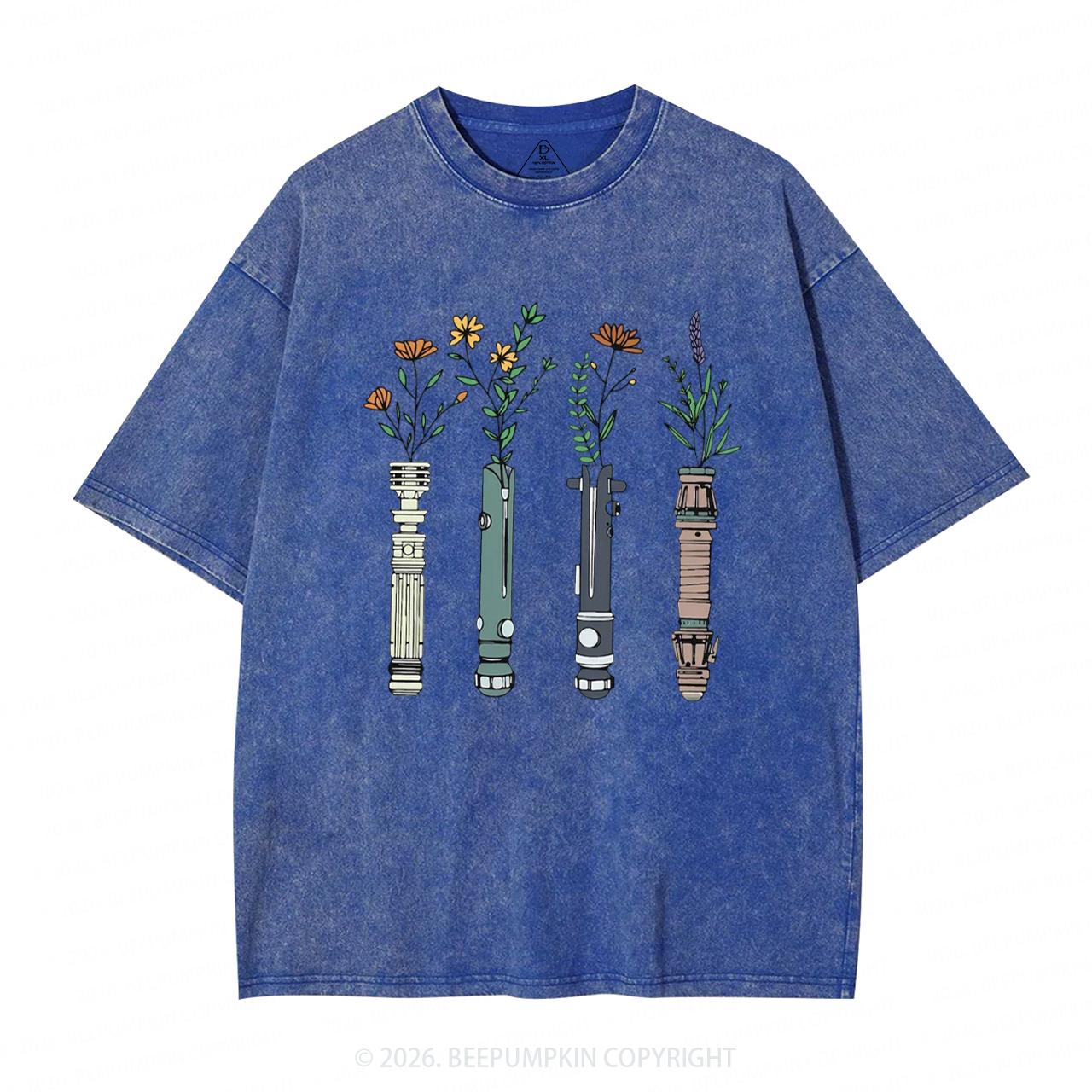 Floral Lightsaber Galaxy Washed T-Shirts