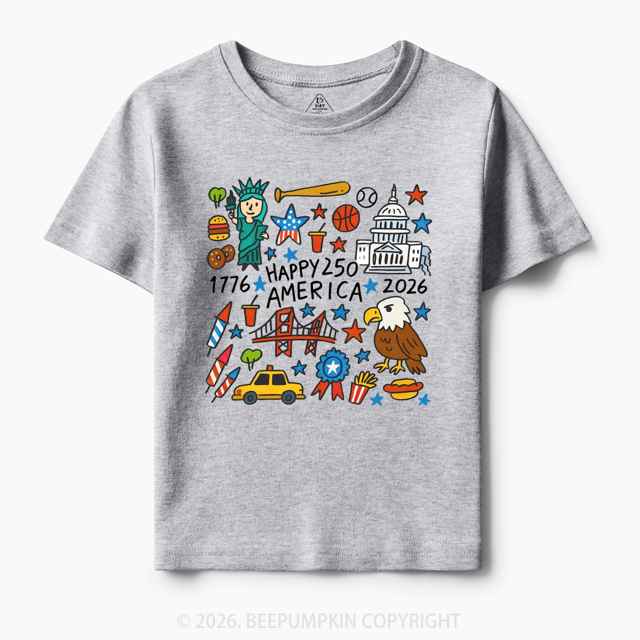Happy 250 America 1776-2026 Toddler&Kid's Tees