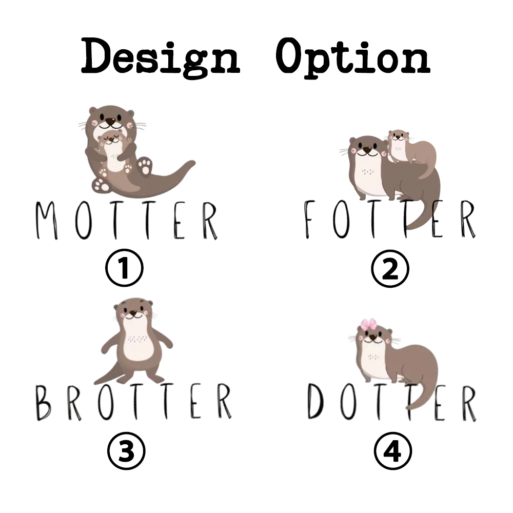 Funny Otter Motter Dotter Mom&Me Matching T-Shirts