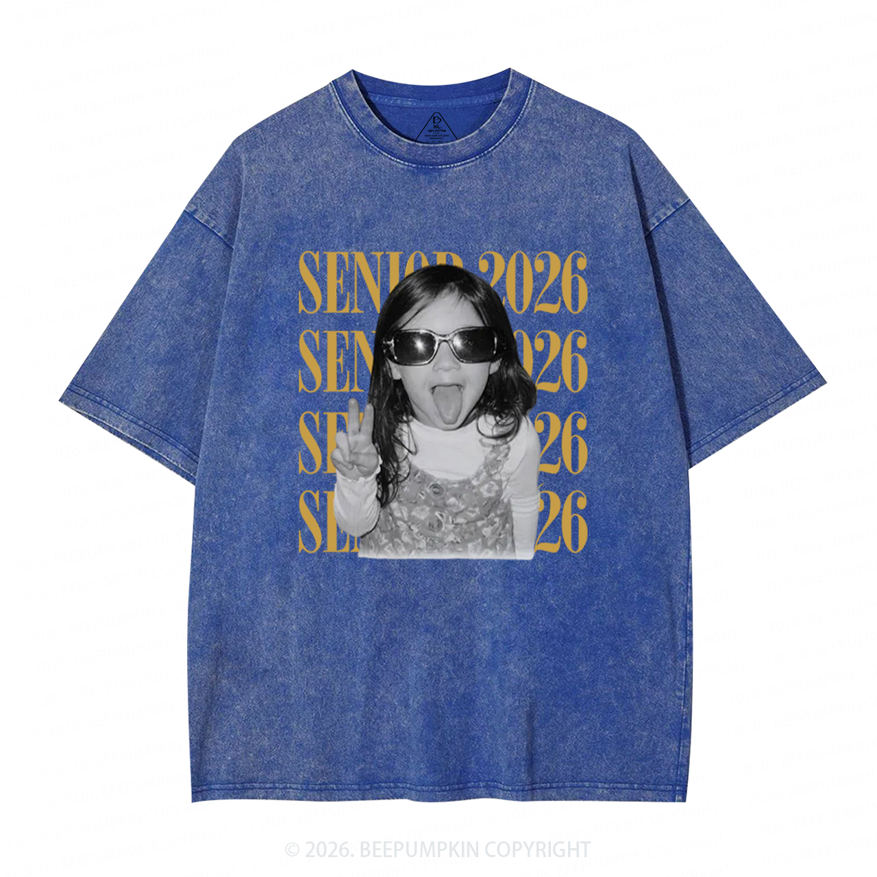 Personalized Vintage Photo And Year Senior Adult Washed T-Shirts