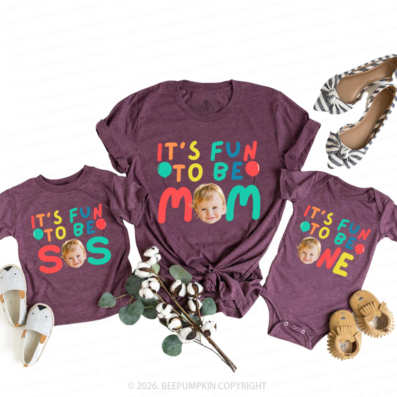 Personalized It's Fun to Be One Birthday Family Matching T-Shirts