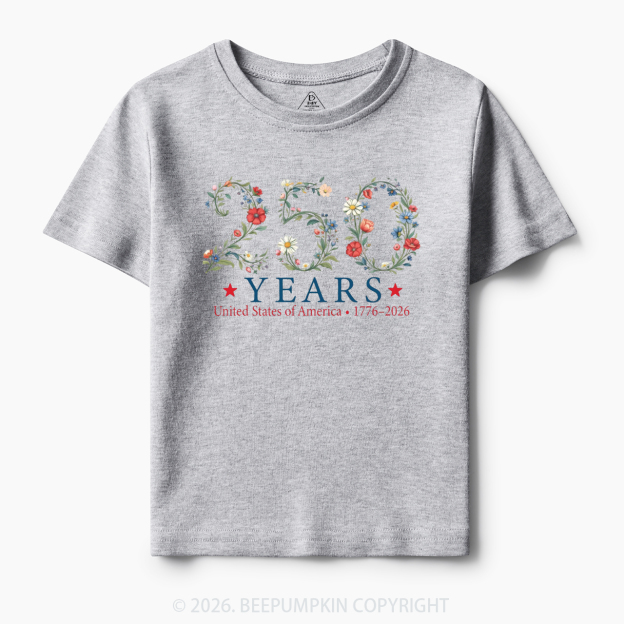 USA 250th Anniversary Floral Toddler&Kid's Tees