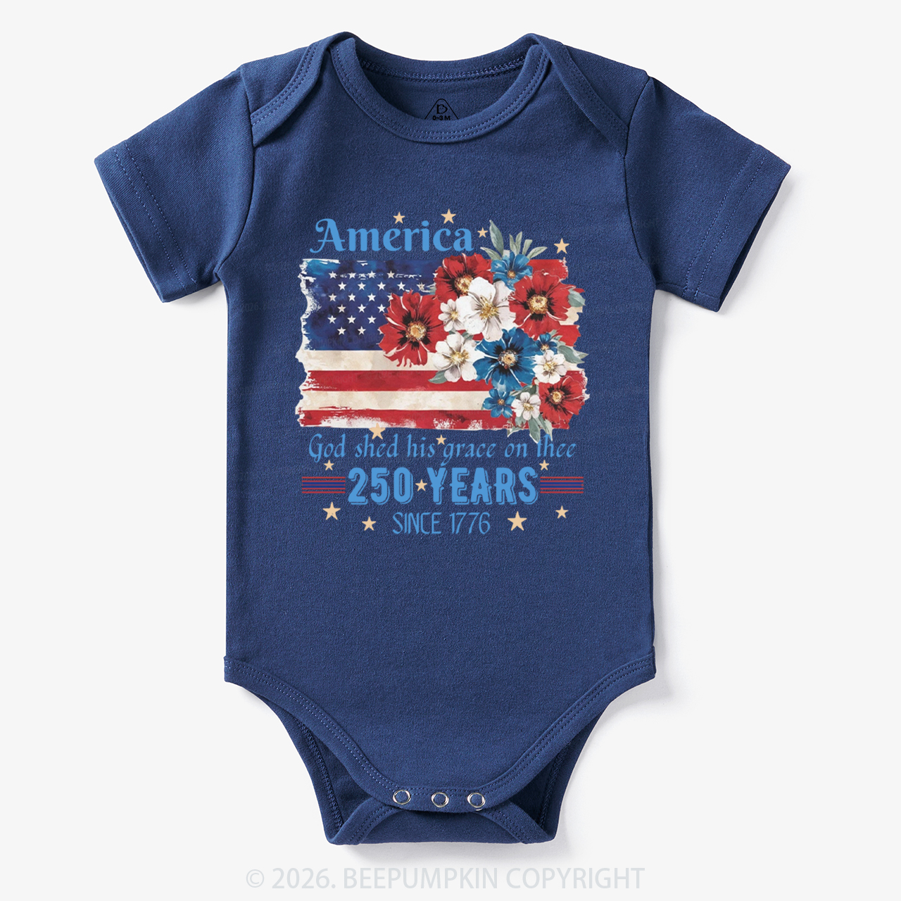 America 250 Years Flag Floral Bodysuit