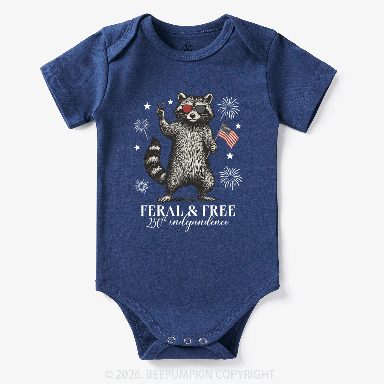 Feral but Free Patriotic Raccoon America 250th Bodysuit