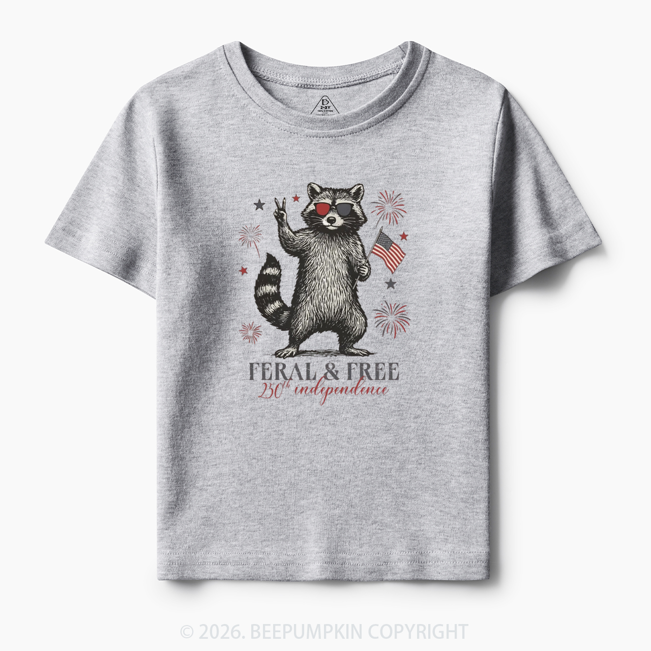 Feral but Free Patriotic Raccoon America 250th Toddler&Kid's Tees