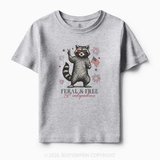 Feral but Free Patriotic Raccoon America 250th Toddler&Kid's Tees