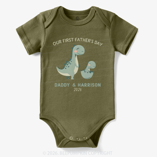 Personalized Dinosaur First Father's Day 2026 Cute Bodysuit
