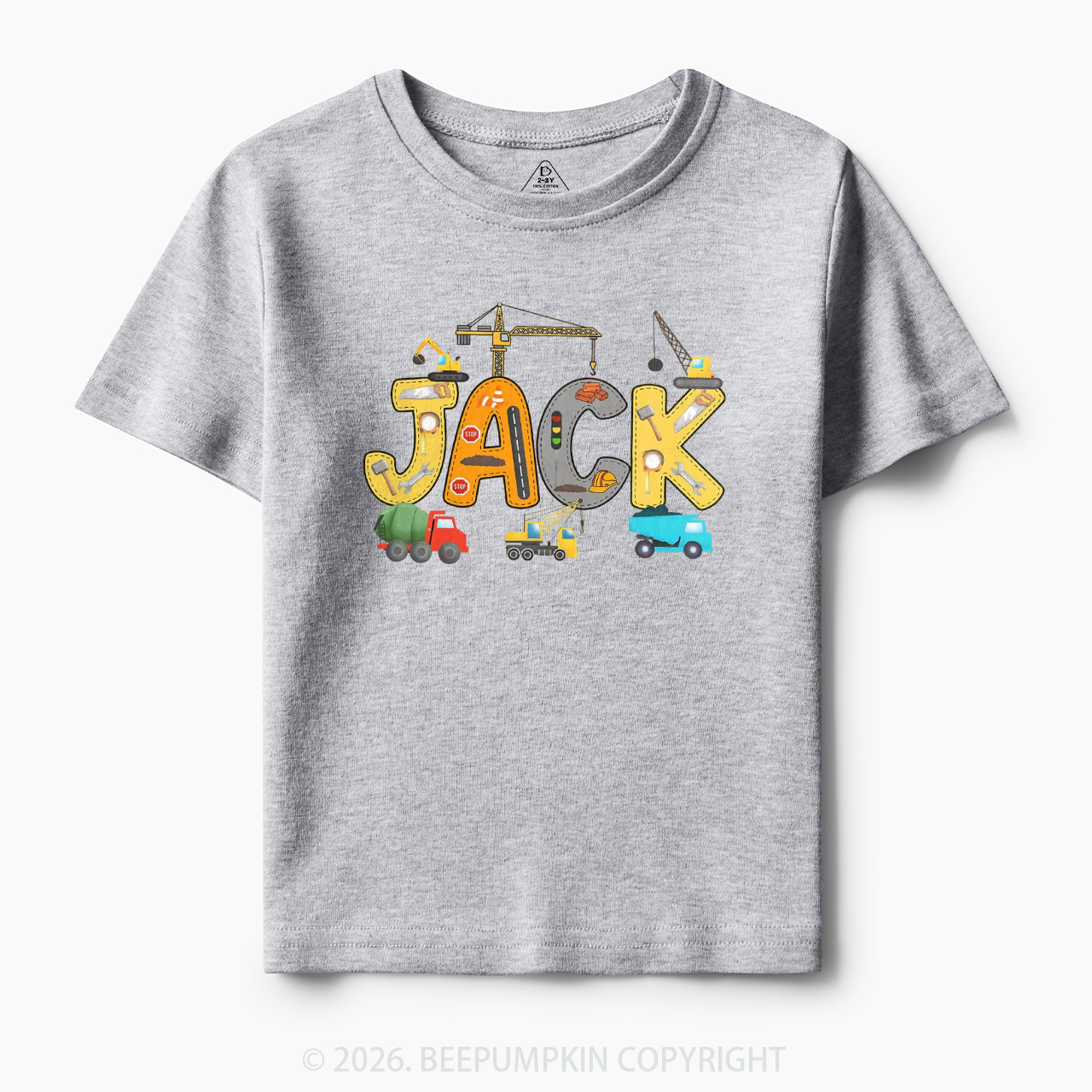 Personalized Name Construction Trucks Toddler&Kid's Tees