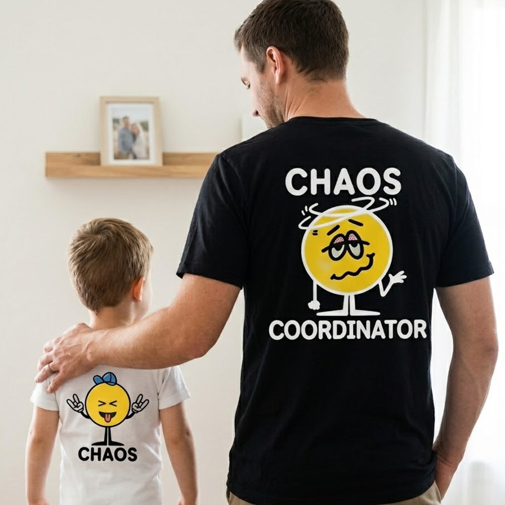 Chaos and Chaos Coordinator Dad&Me Matching Shirts-Back Design