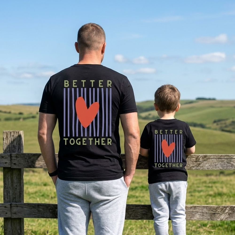 Better Together with Retro Stripes Dad&Me Matching Shirts-Back Design
